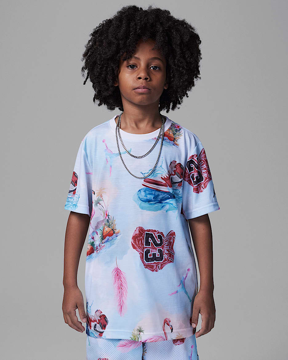 [NIKE] ジョーダン シカゴ ミニサイズ コットンTシャツ NIKE公式】ジョーダン ジュニア フラミンゴ プリント Tシャツ